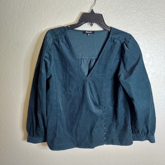 Madewell Corduroy Kinston Side-Button Wrap Top Sz M - Picture 2 of 9